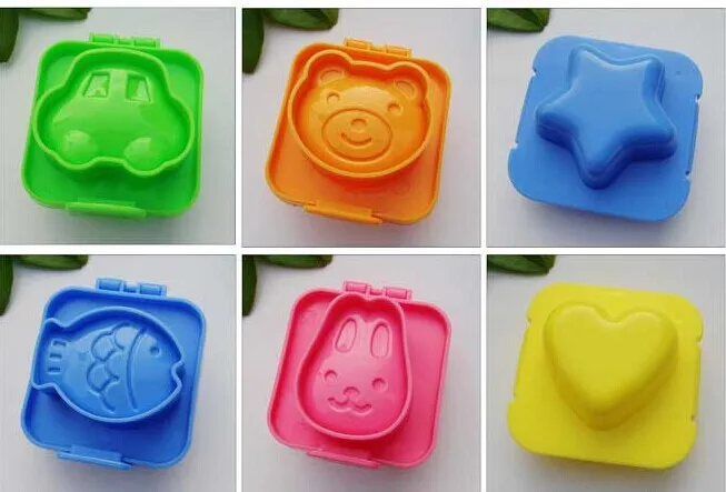 Lovely Cat Shaped Egg Mold Plastic Rabbit Bear Fish Car Star Heart Mold Cartoon Rice Wrapped Set Of 6 Mix