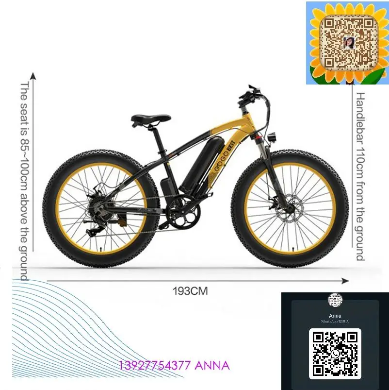 Hot Sale GF600 Aluminum Alloy Frame Fat Tire Foldable Adult 1000w 36v 13ah 26inch Road Dirt Electric Mountain Bicycle