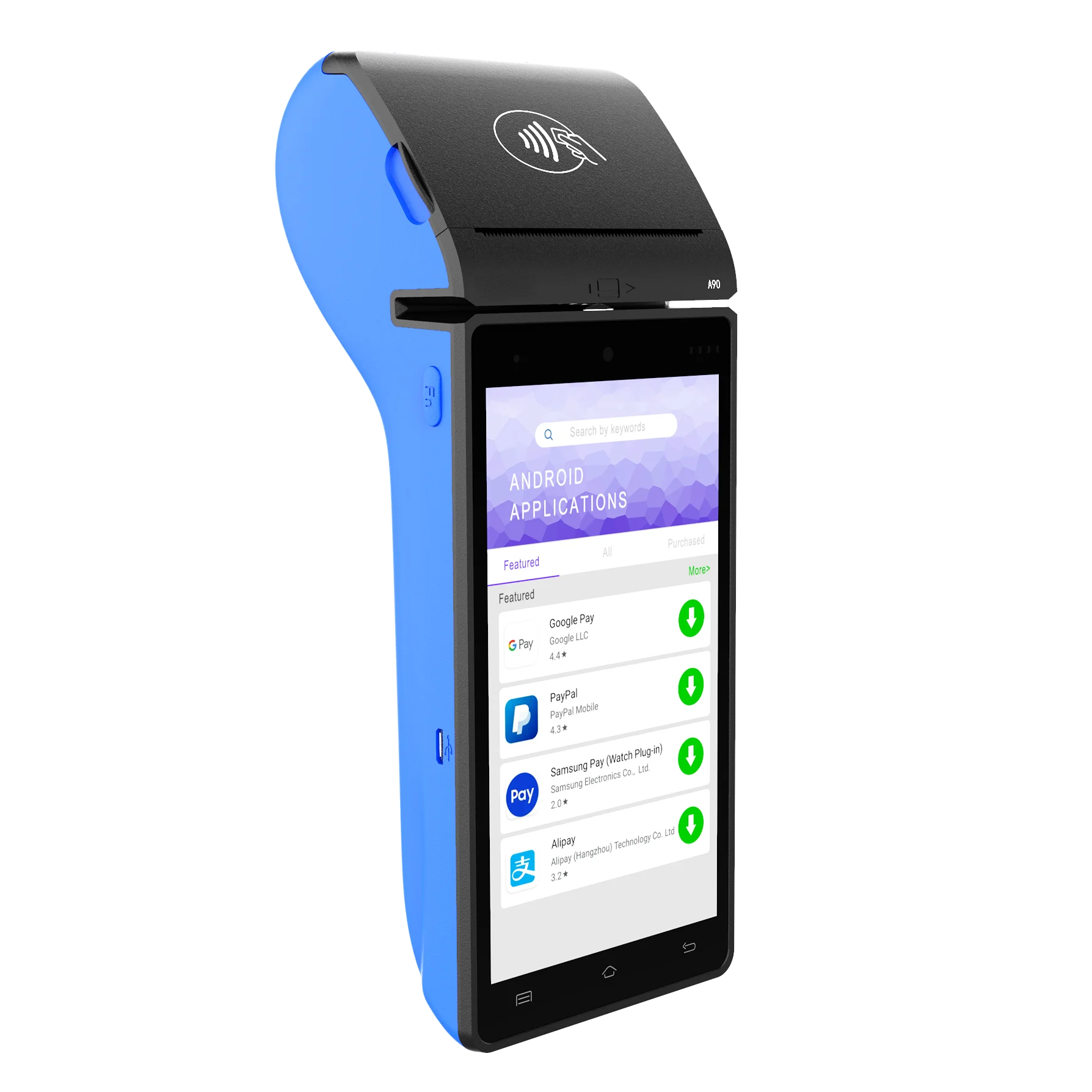 Android IC /NFC/QR code/magnetic card Reader with thermal print handheld all in one pos system