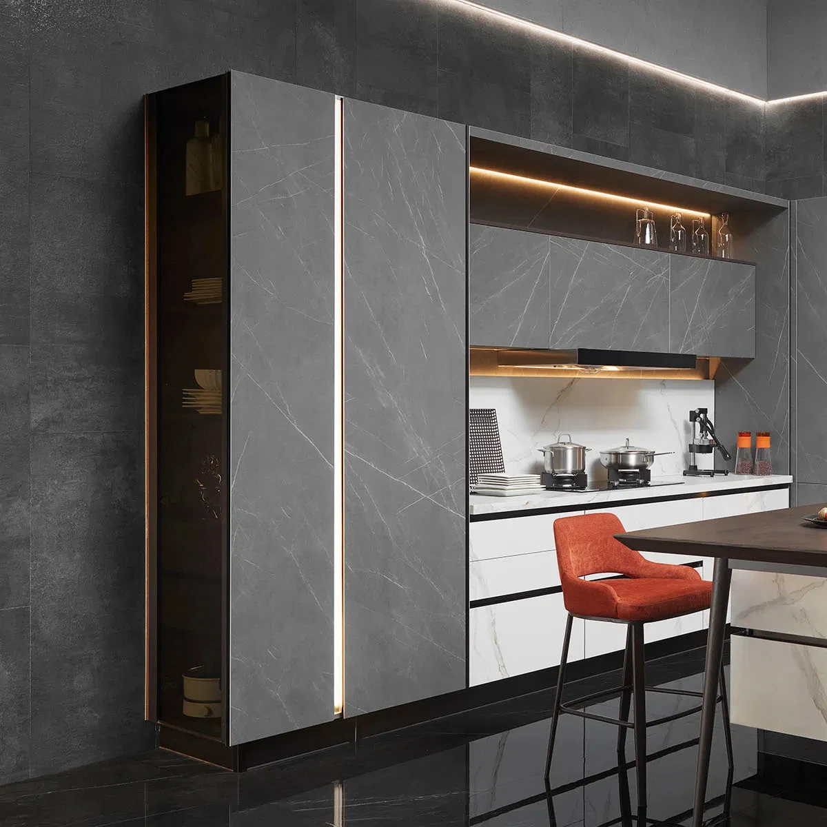 Solid Wooden Wholesale Custom Modular Cuisine Equipment Hutch Flat Pack American Modern Storage Home Kitchen Cabinets
