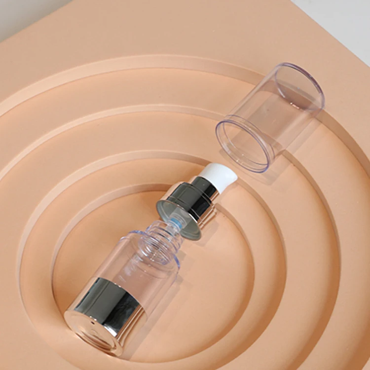 Plastic Round Shape Cosmetic Airless Pump Bottle White Airless Vacuum Bottle For Travel Dispenser