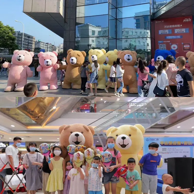 Running Fun Funny 2.3m Plush Inflatable Doraemon Teddy Bear Mascot Costume with battery Animal Cosplay  For Adult