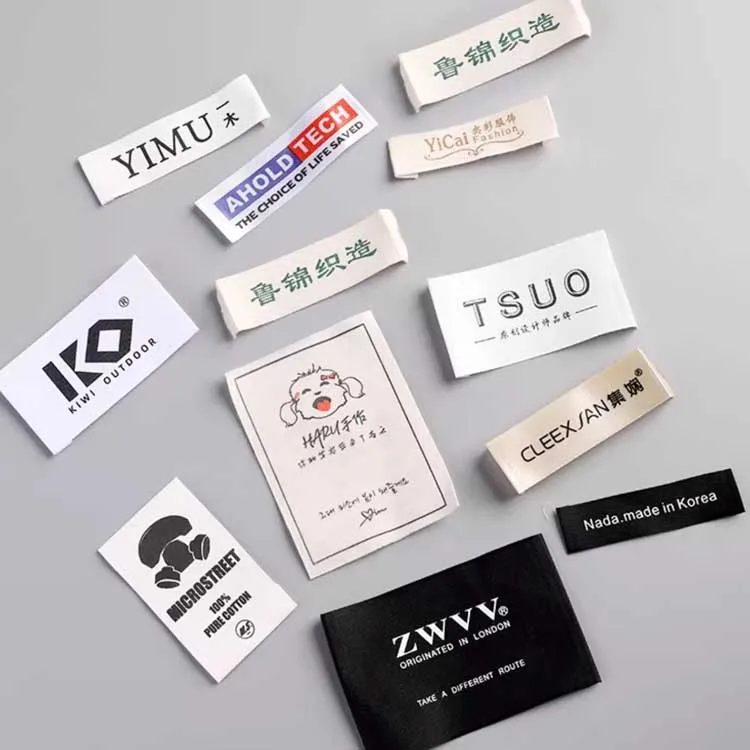 China Wholesale In Stock Non Logo Centerfold Black Color 100%polyester Woven Size Label Tag For Tops