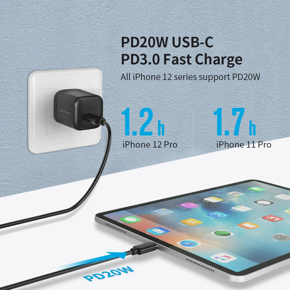  Настенное оригинальное зарядное устройство с одним портом для iPhone 12 Pro Max 20 Вт PD USB Type