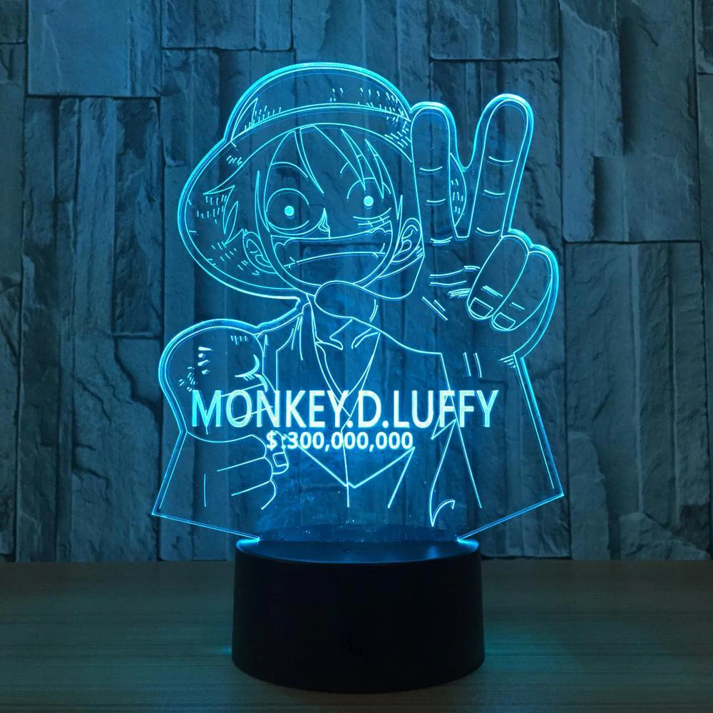 
Anime One Piece Monkey D Luffy Figure 3D Illusion Lamp Night Light 3d Led Light Night Anime 
