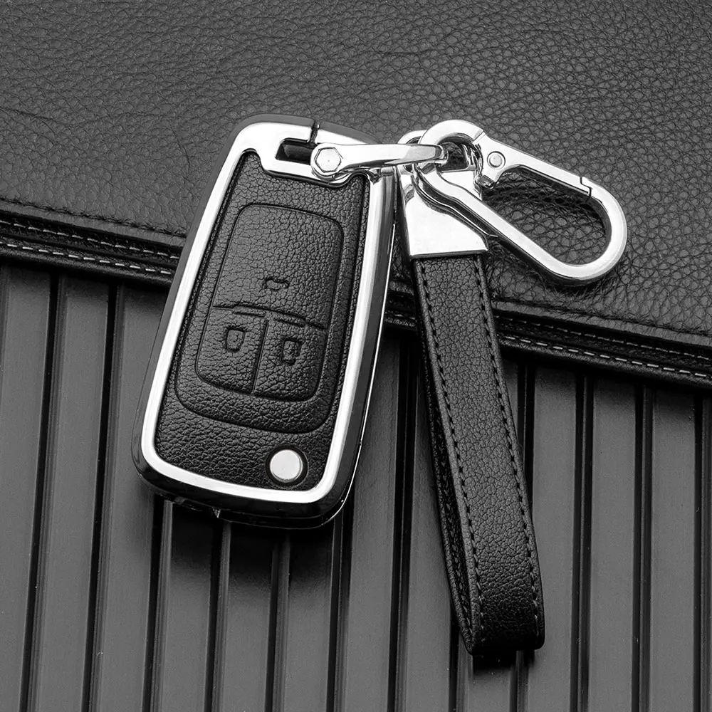 Metal key fob case cover fit for Chevy Chevrolet Camaro Cruze Impala Equinox Volt Spark Sonic Folding Flip Remote key