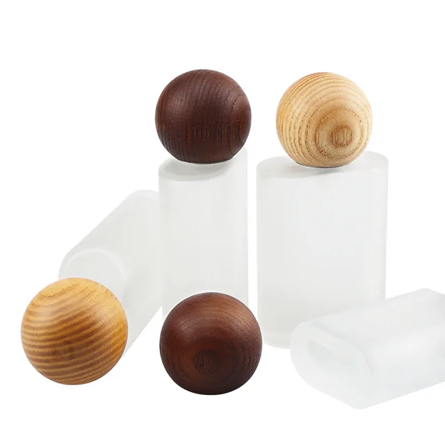Vietnam Ash Wood Brown Ball Shape Perfume Bottle Cover Wood Design Lids Bottle Caps & Closures