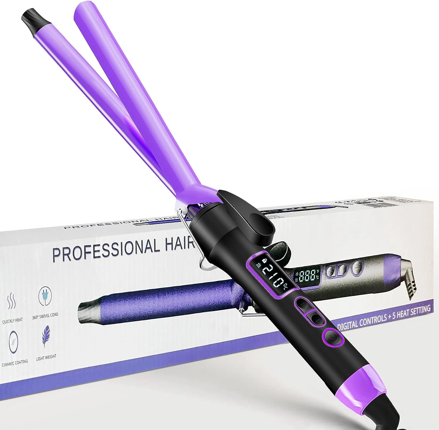 Deep Wave Ceramic Hair Curling Wand Wet Dry Temperature Regulating all-in-one Curling Iron Oval 22mm Hair curler