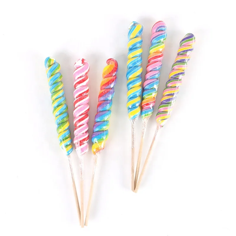 Tropical fruit Flavor Handmade Unicorn shape Solid Swirl Stick Lollipop Candy