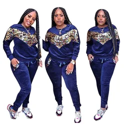 MT46-278 оптовая продажа, блестящий чистый Велюровый костюм из 2 предметов, зимний спортивный костюм для бега, простой женский спортивный костюм