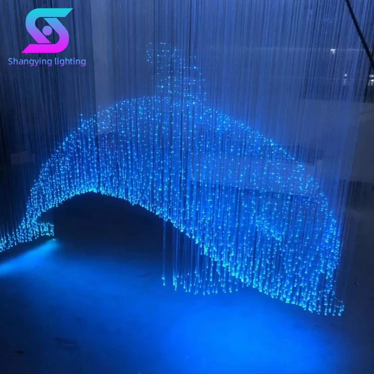 Custom hotel lobby Villa Design Hanging Fiber Optic Decorative Lights Modern Crystal Chandelier Stairs Pendant Lighting