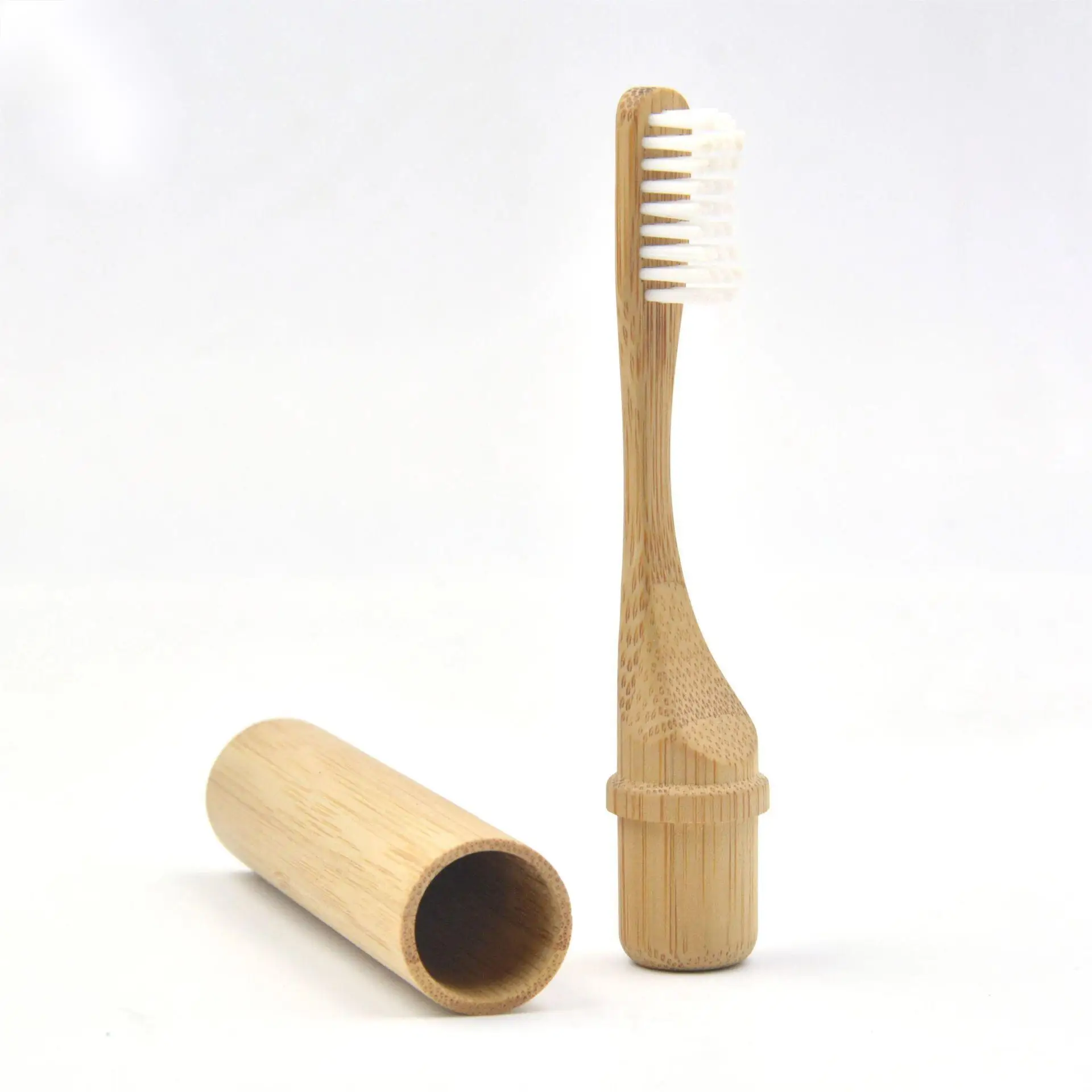 Wholesale Custom 100 % Natural Travel Bamboo Soft Toothbrush Product Set with Case Holder for Adult kids Children Baby