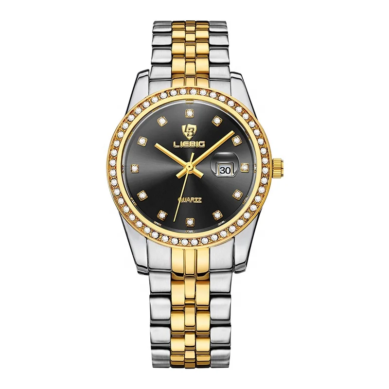 OEM supplier round L1038 black series stainless steel watch strap dial luxury quartz luxury ladies popular watch 2023