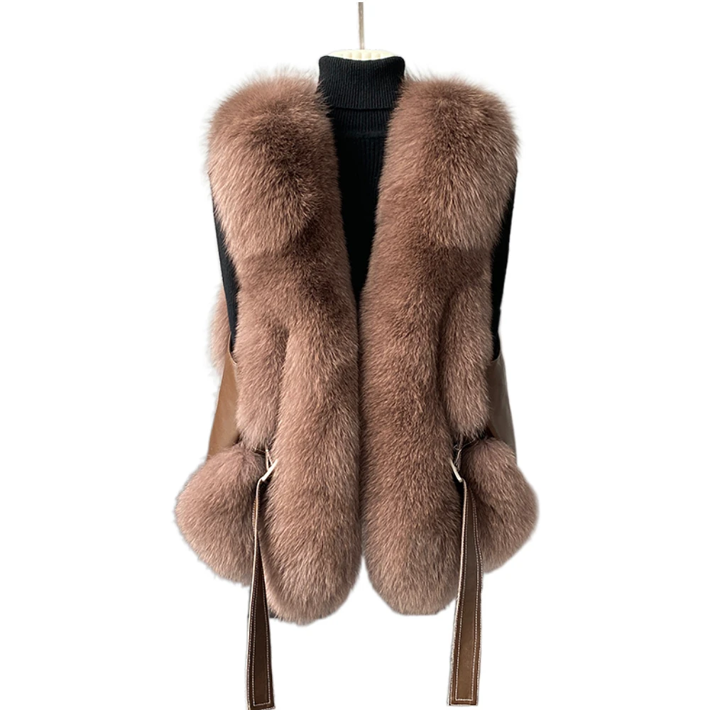 ZDFURS * осень и зима новый жилет из меха лисы женское короткое пальто натуральной шерсти