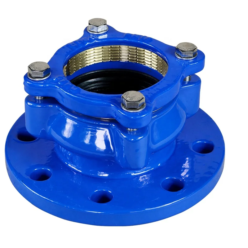 Dovetail groove design with compensation function Pn10/16 Ductile Iron Grip Flange Adaptor For Pe Pipe