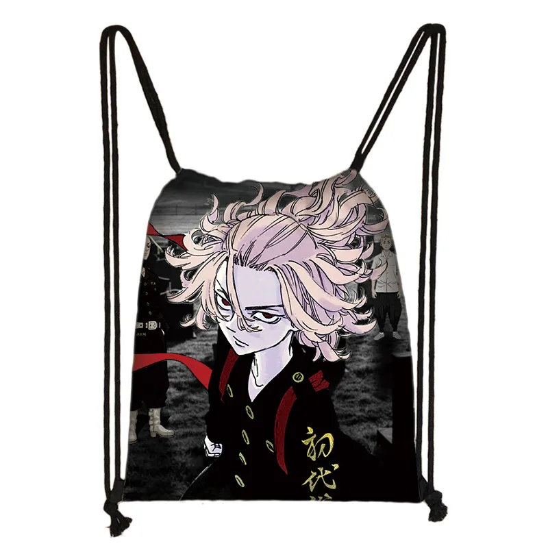 Factory hotsale Anime 34 designs Tokyo Revengers Digital Printing Drawstring bag Mikey bags storage bag