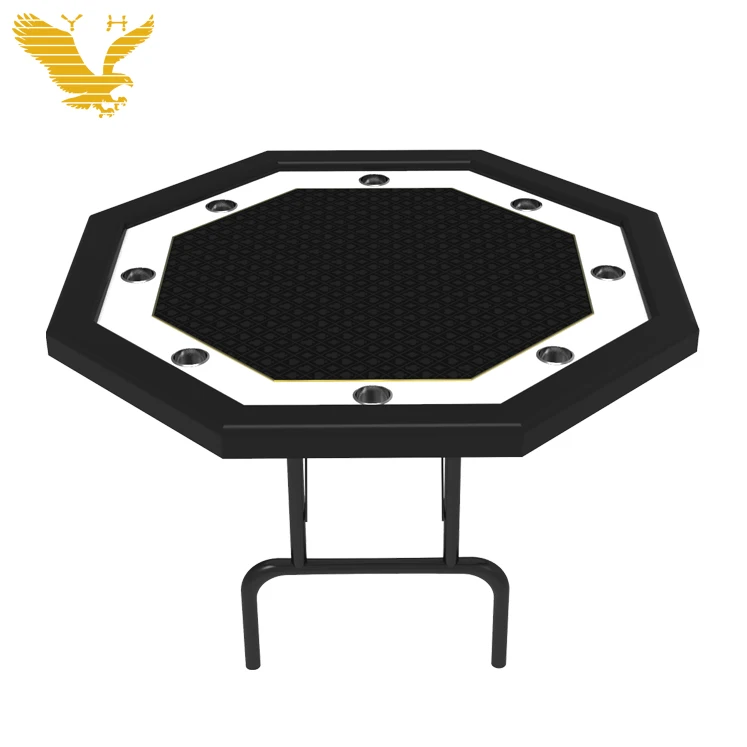 YH Wholesale Octagon Shaped Strong Folding Legs Gambling Poker Card Table With Felt Mat