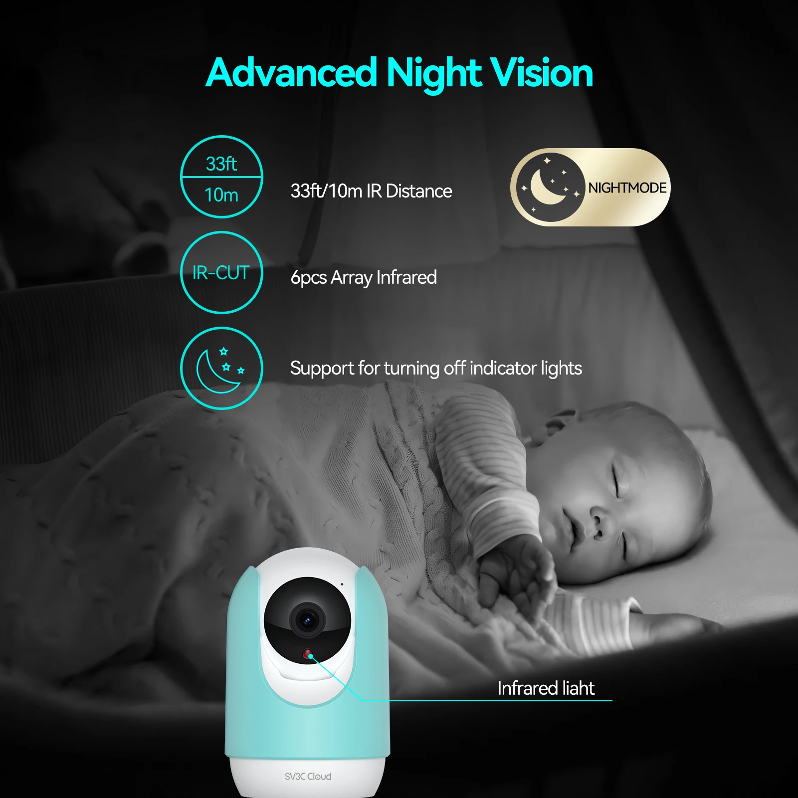 Latest Intelligent Ai Smart home surveillance camera Baby Temperature detection wifi tuya security Nanny camera