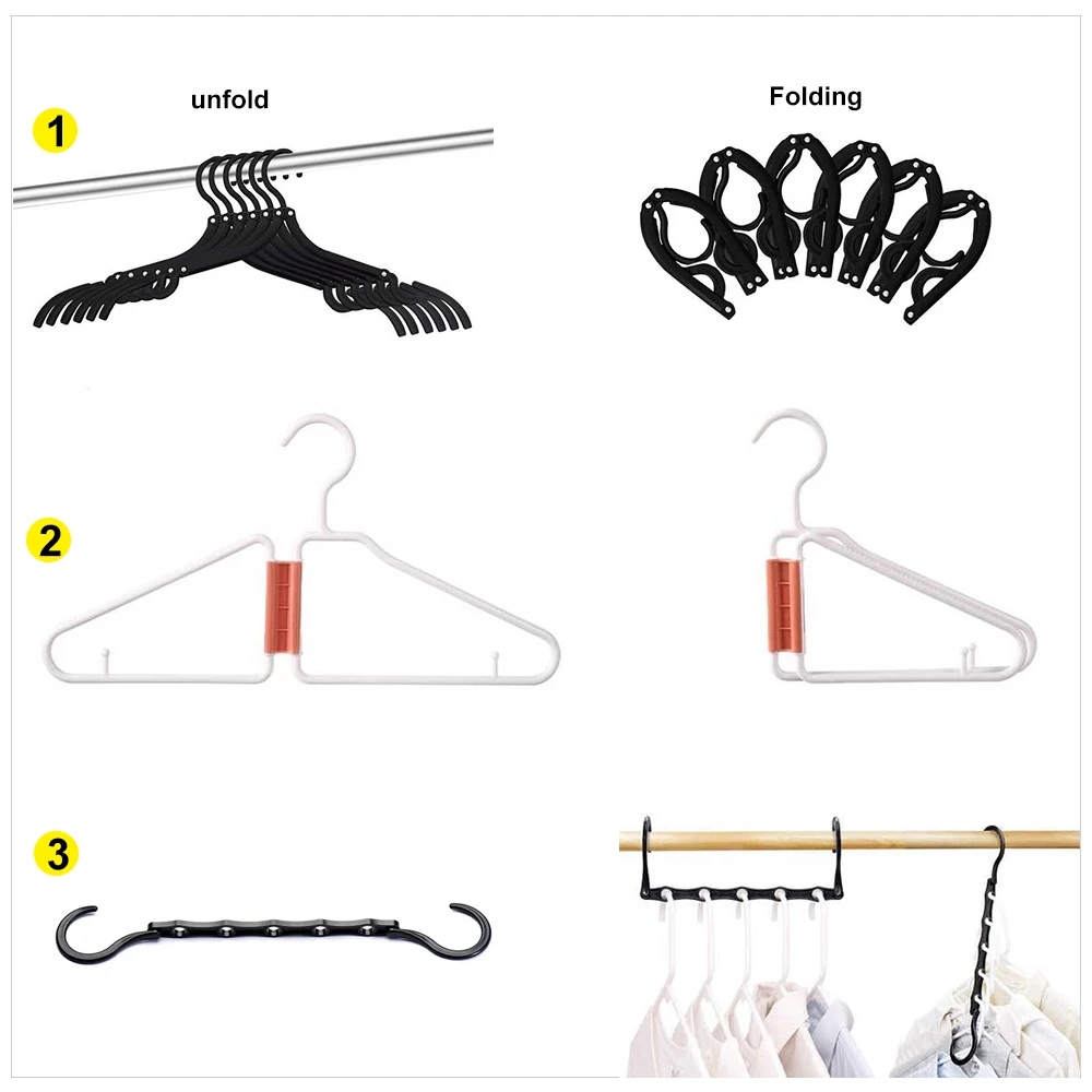 Wholesale Custom High Quality Cheap Multi-functional Save Space Portable Travel Sets  Folding Plastic Hangers For Clothes