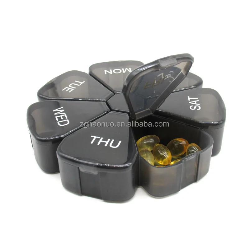 factory price weekly 7 days  pill organizer  colorful pill box for a week  petal-shaped smart  pill / medicine box