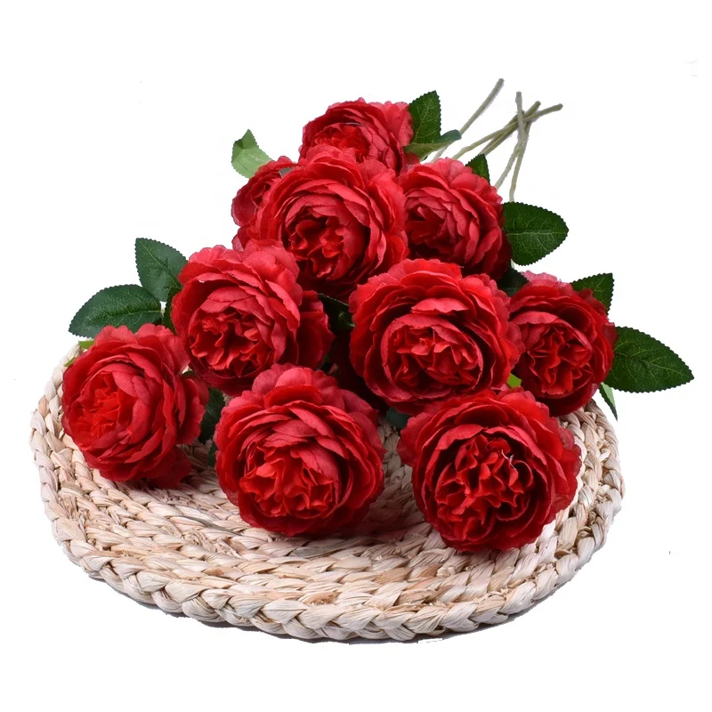 peony artificial flower decoration peonies silk flowers heads in bouquet wholesale for wedding