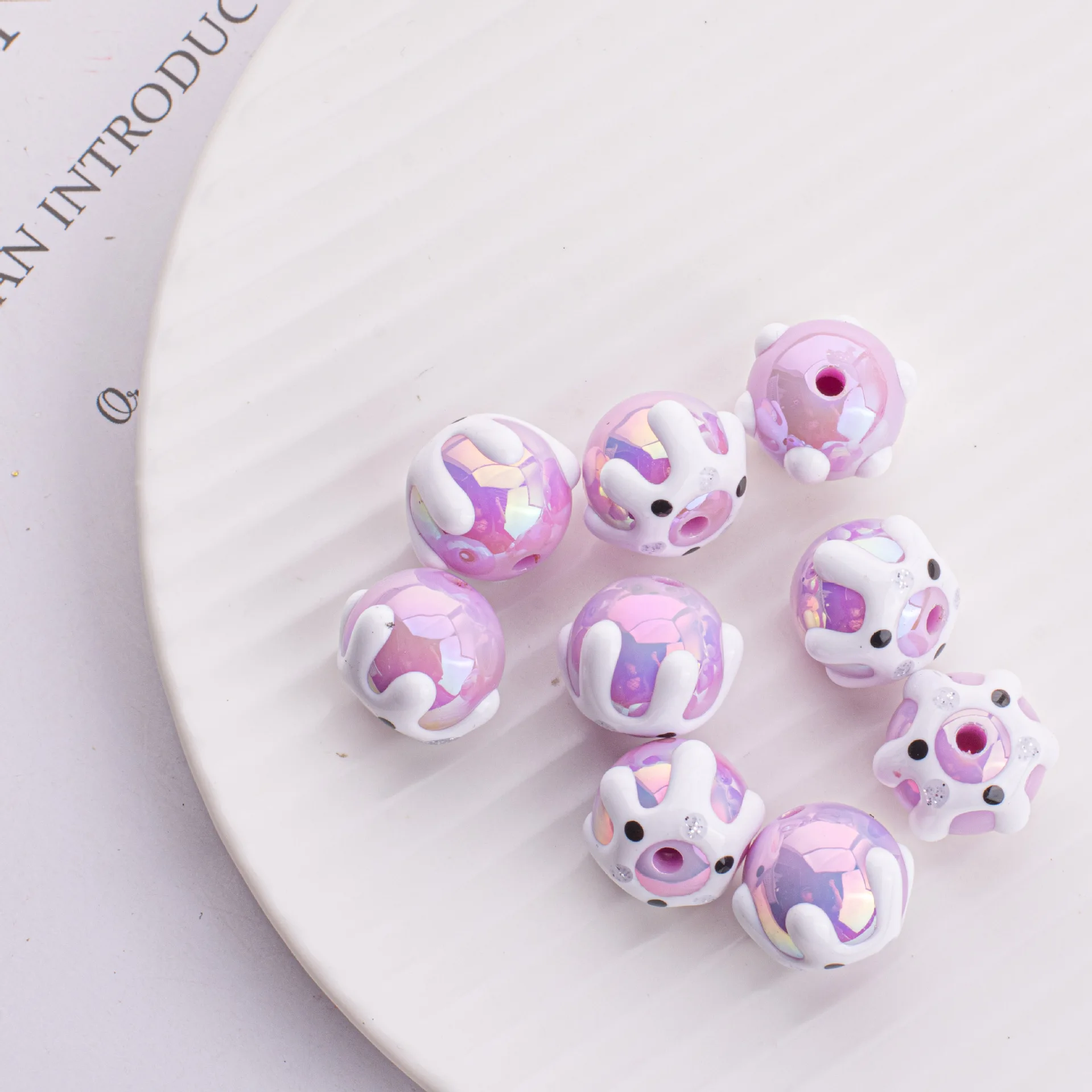 JC New design hand painted round beads 16mm manual drawing kawaii hand painted beads for jewelry making