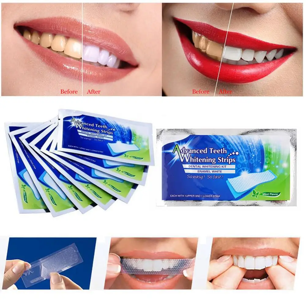 14Pcs/7Pair  White Gel Teeth Whitening Strips Oral Hygiene Teeth Strip blanchiment des dents Dental Bleaching Teeth Kit