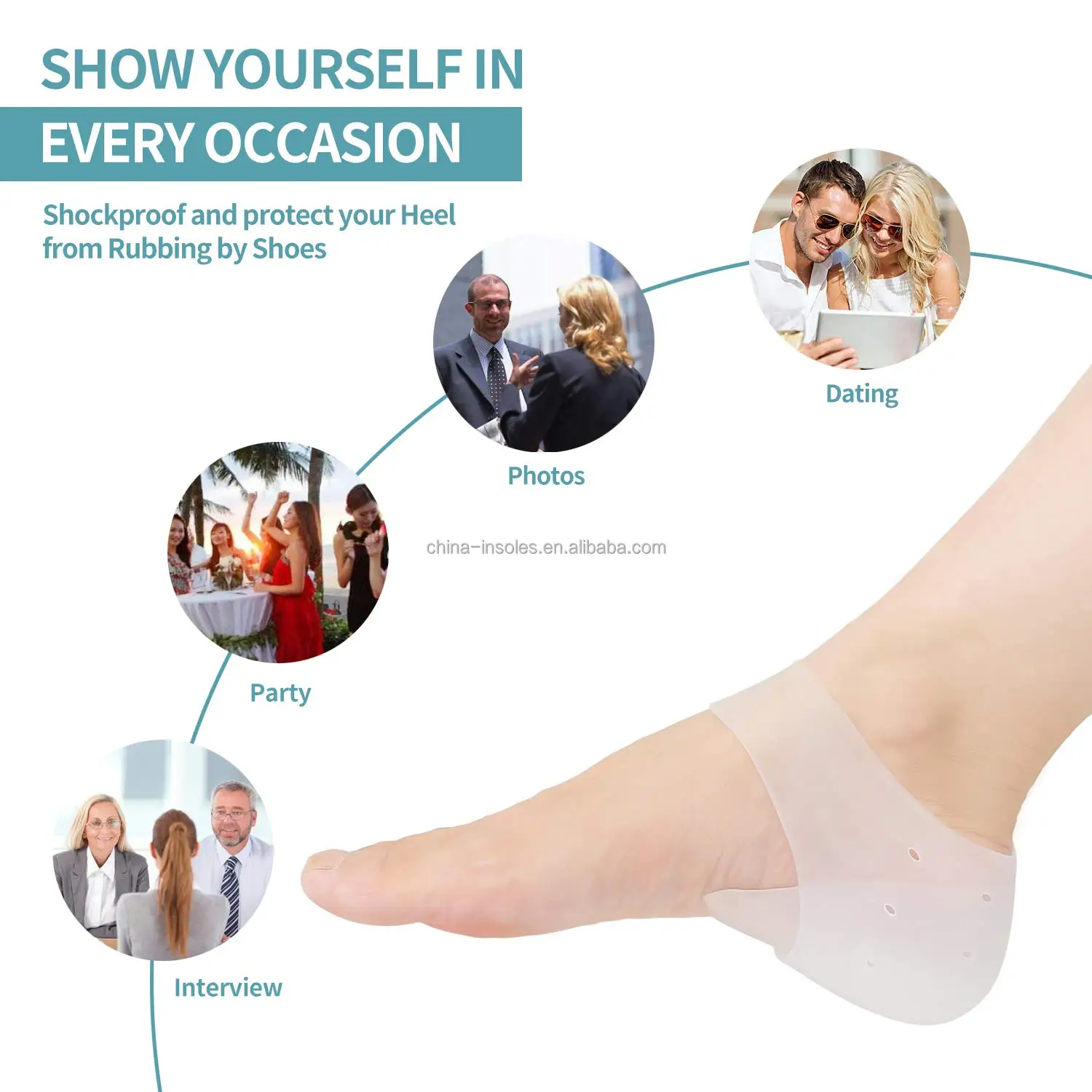 Вставки для носков на каблуке 2-5 см из мягкого силикона