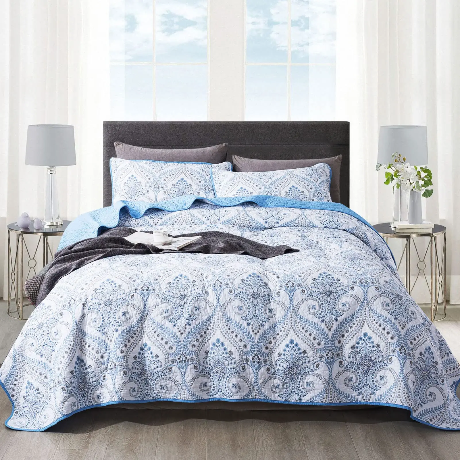Finely Stitched Washable Cozy Line Patchwork 3 Pcs King Size Adult Comforter Set