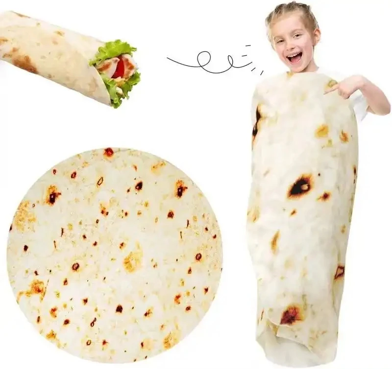 Super soft burritos pattern tortilla taco blanket double sided fleece print for kids and adults