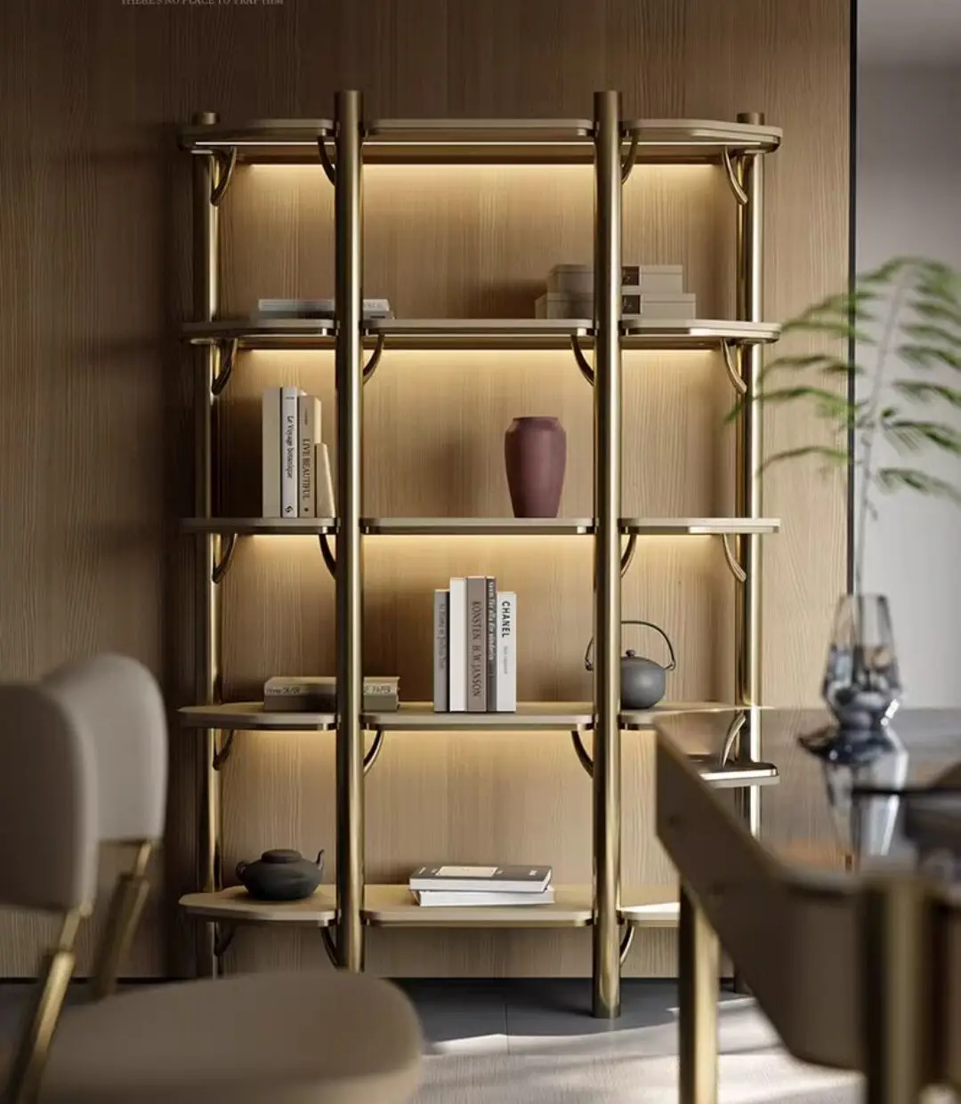 Modern minimalist creative office multi-layer floor storage decorative shelves Luxury designer bookshelves