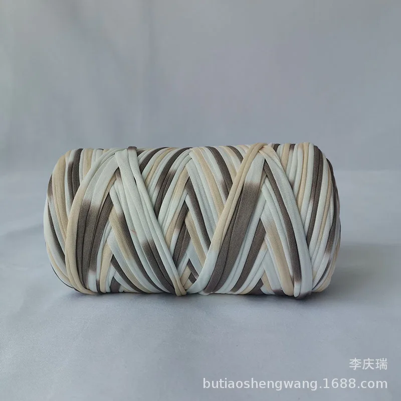 Ins section dyed color t-shirt yarn crochet hand bag material DIY crochet carpet cushion storage basket fancy knitting yarn