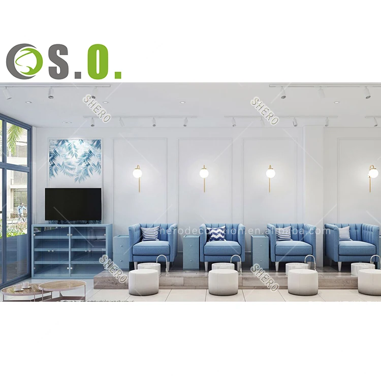 Beauty nail bar salon kiosk decoration and furniture custom wood display counter