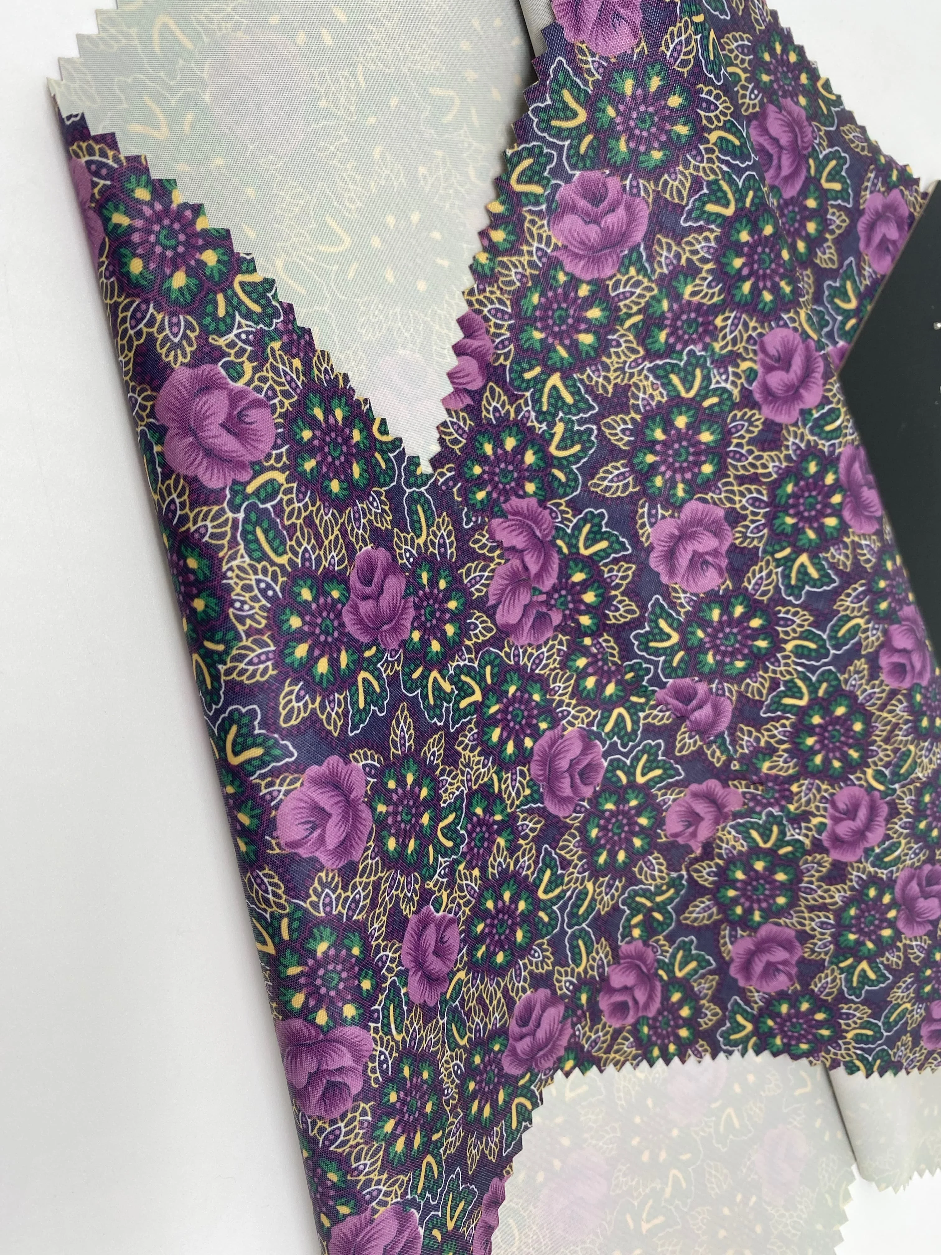 High Quality Fashion Purple Flower PVC Coating  Fabric with WR  for Rainwear/raincoat/poncho Fabric