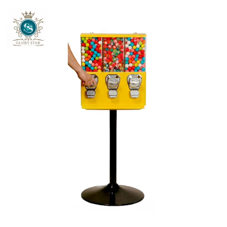 Automatic Square Gift/Candy/Gumball/Capsule Vending Machine/New Business Ideas Triple Head Toy Vending Machine
