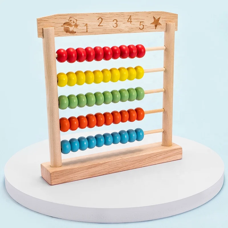 Wholesale New Design High-Quality Wooden Rainbow Abacus Frame Numbers Counting Colorful Calculating Beads Toys