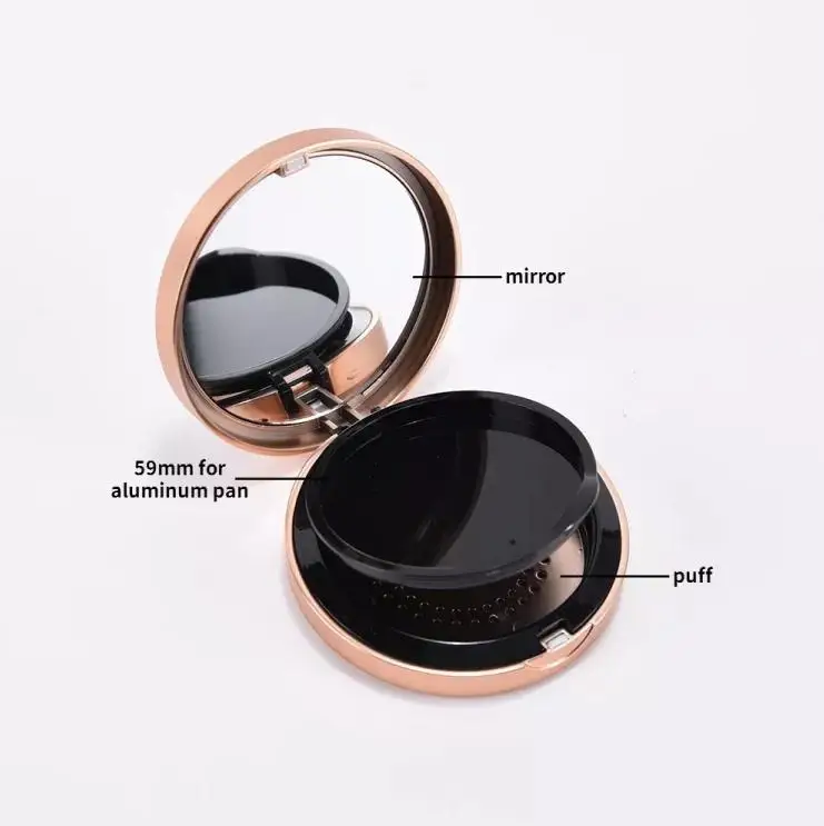 2021 wholesale luxury champaign golden colour powder container private label plastic round compact powder case