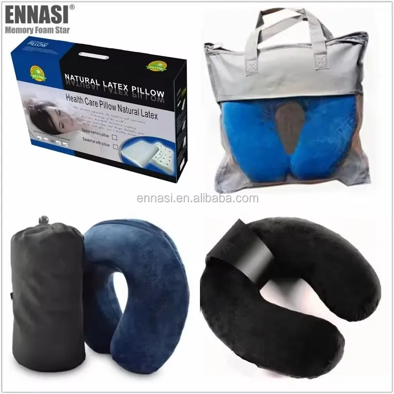 Heated Massage Travel Memory Foam Cool Neck Rest Support Pillow Gel Cushion for Airplane Car Home Office Camping