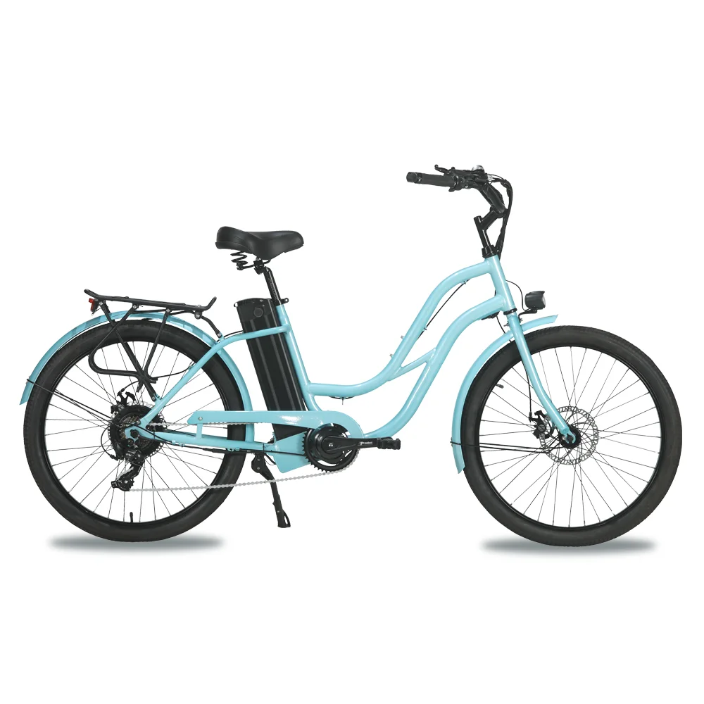 USA stock 24Inch City Electric Bike 48V 500W/750W Rear Hub Motor Snow Beach Cruiser Ebike for Ladies
