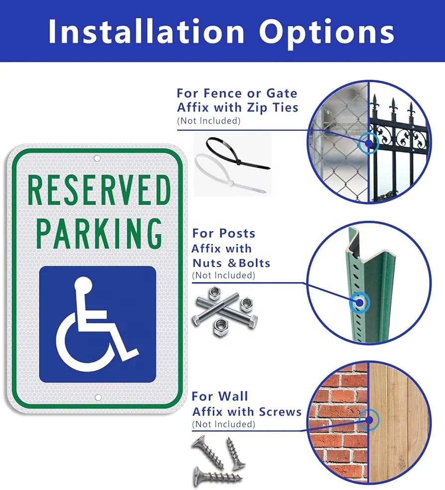 Securun Parking Sign-18 x 12 inch Aluminum Sign, with ADA Accessibility Symbol