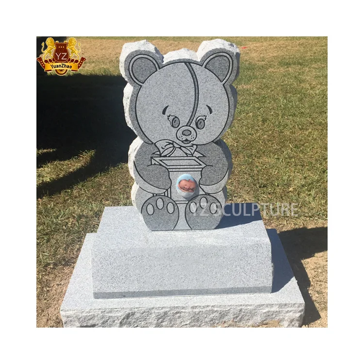 Wholesale Custom Granite Cartoon Headstone Marble Teddy Bear Headstone Stone Granite Tombstones And Monuments For Babies