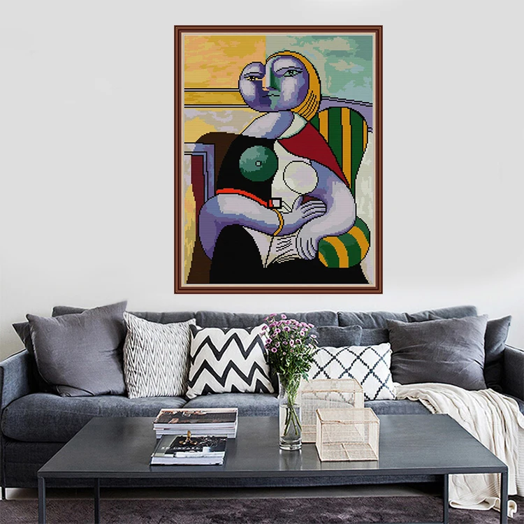 NKF DIY Aida Fabric Embroidery Kit for Home Decoration Picasso Full Range of Paintings Printed Cross Stitch Kit