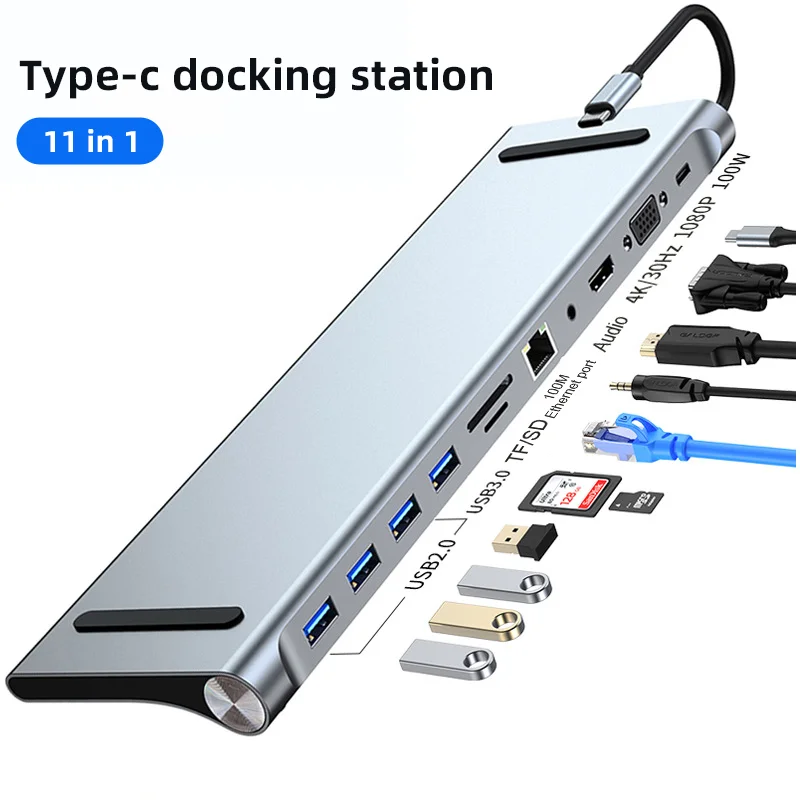 Type C To Usb 3.0 2.0  displaylink  Audio Adapter Power Usb c Docking Station Multiport Docking Station