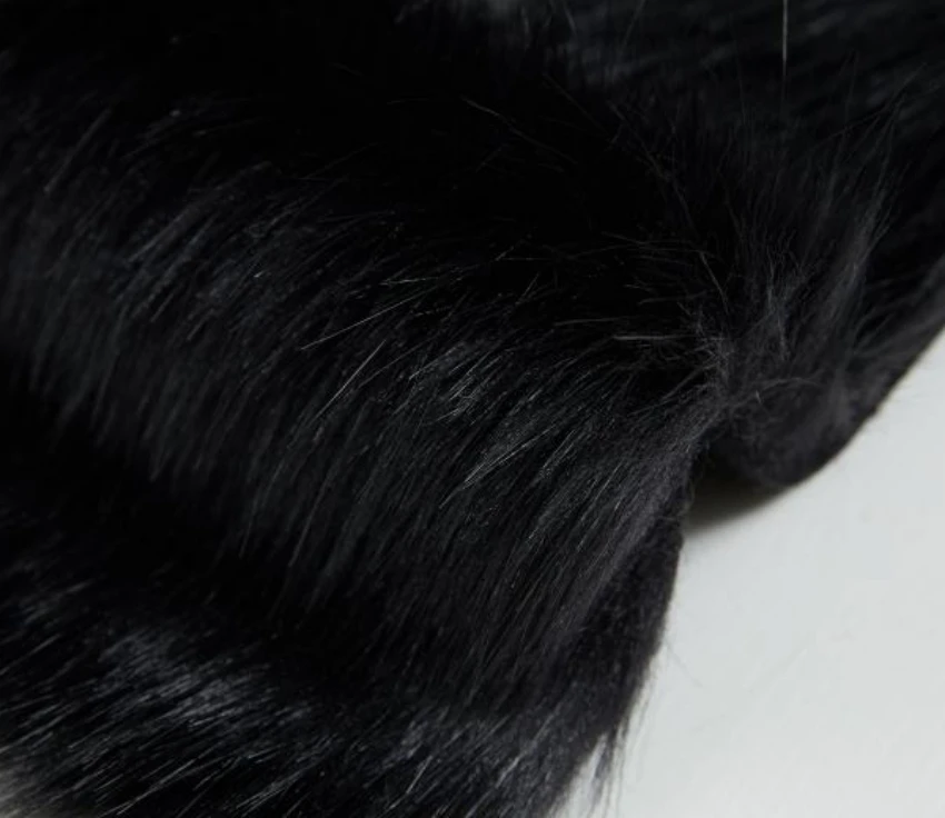 Черная длинная плюшевая ткань из искусственного меха