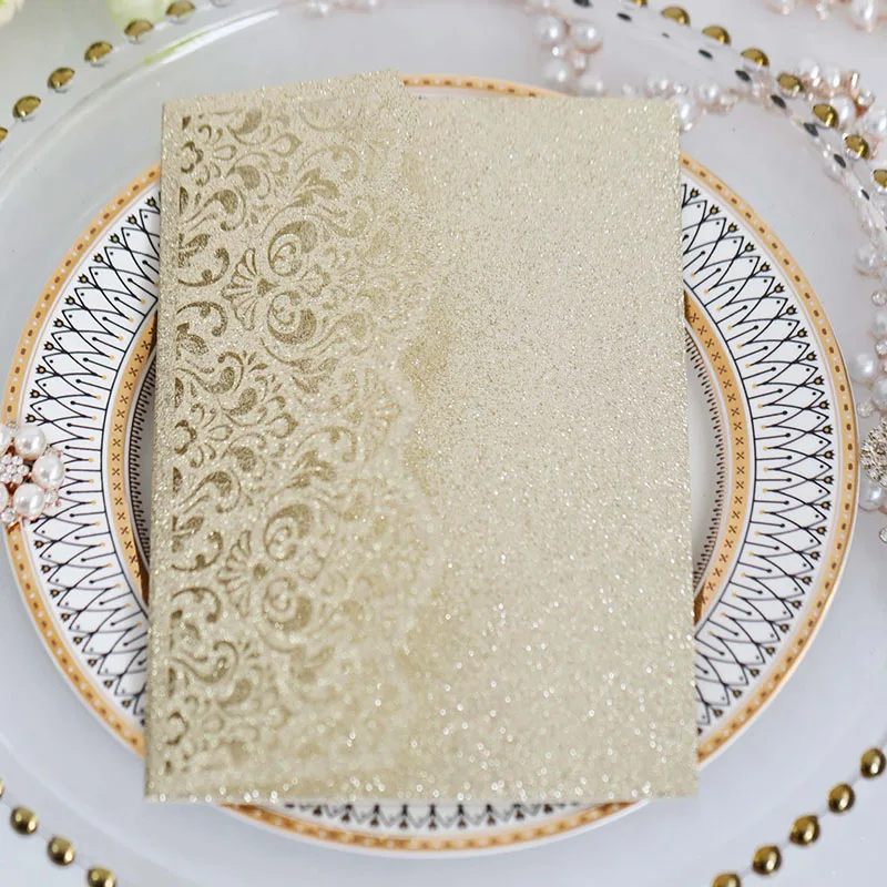 Stylish European Style Wedding Invitation Card Shine Laser Cut Wedding Invitation Custom Wedding Invitation