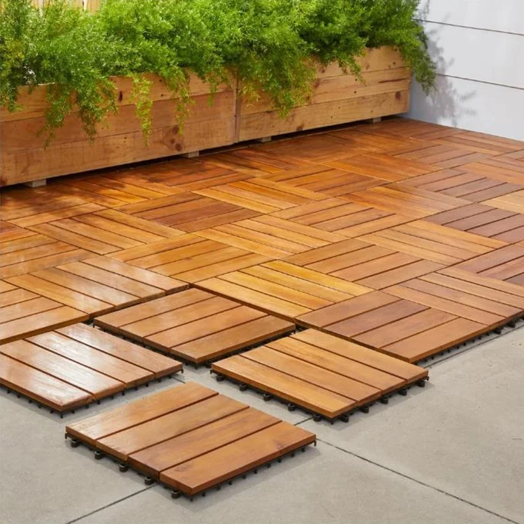 DIY floor wpc outdoor patio tiles decking wood plastic composite