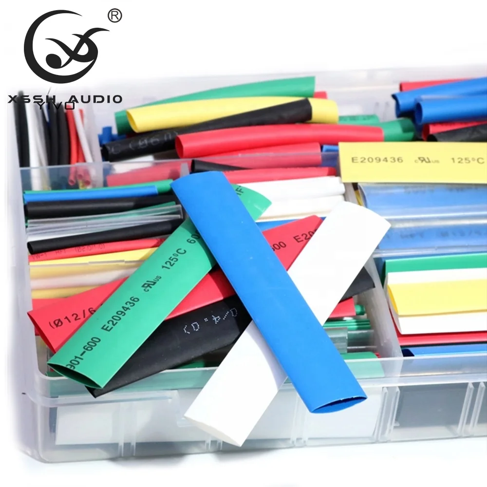 PVC Tubes YIVO XSSH Audio A Box 385pcs Polyolefin Shrinking Assorted Insulation Printer Heat Shrink Tubing for Audio Wire Lines
