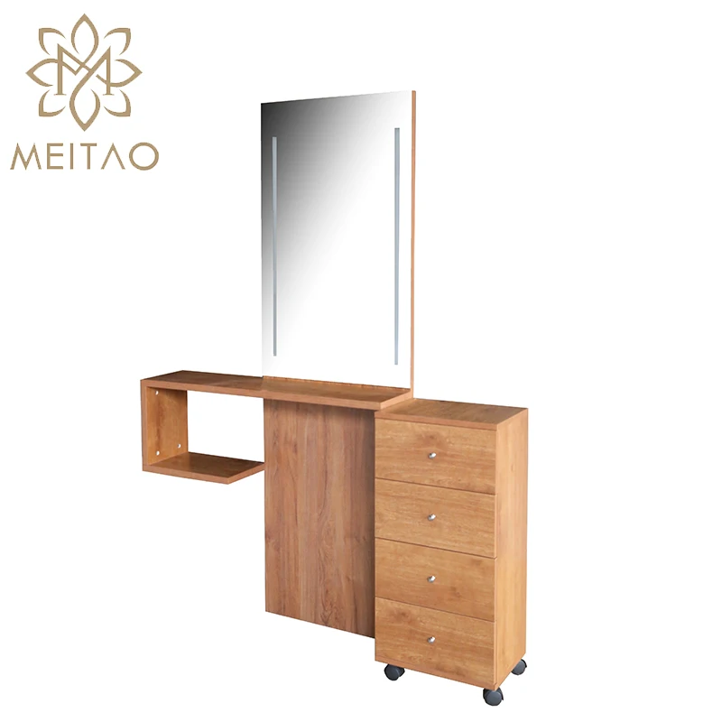 Salon Beauty Equipment Cheap Price Makeup Hairdressing Styling Mirror Station With Four Cabinets