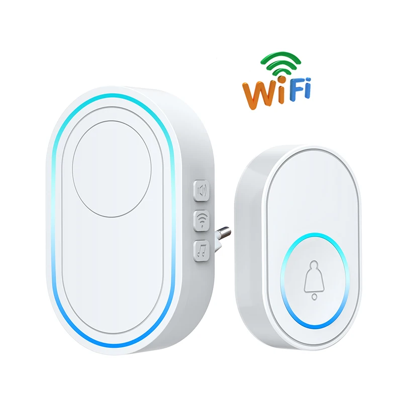 Intelligent Wireless Doorbell Strobe Tuyasmart app 58 sound compatible 433MHz wireless detectors Wifi Doorbell Alarm System
