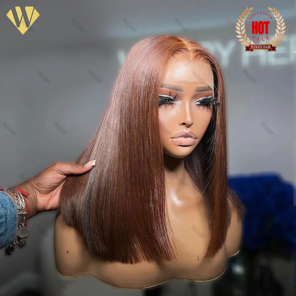 Double Drawn Vietnamese Human Hair Wigs 250 Density HD Lace Frontal Human Wig SDD Bone Straight Short Bob Wigs For Black Women